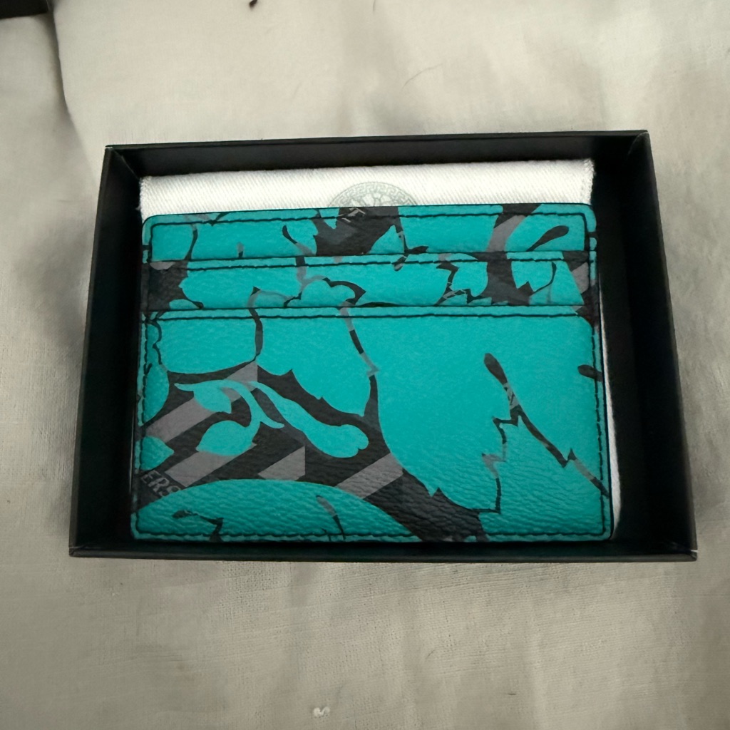 Authentic Versace Teal And Black Card Holder